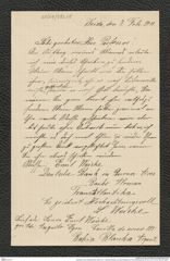 Nachlass Franz Steindachner, Brief von L. Weiske (Ehefrau von Emil Weiske) an Franz Steindachner (07.02.1911), Inv.Nr. 582.05, Seite 1